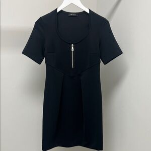 Cop.Copine Black Neoprene Zippered Dress